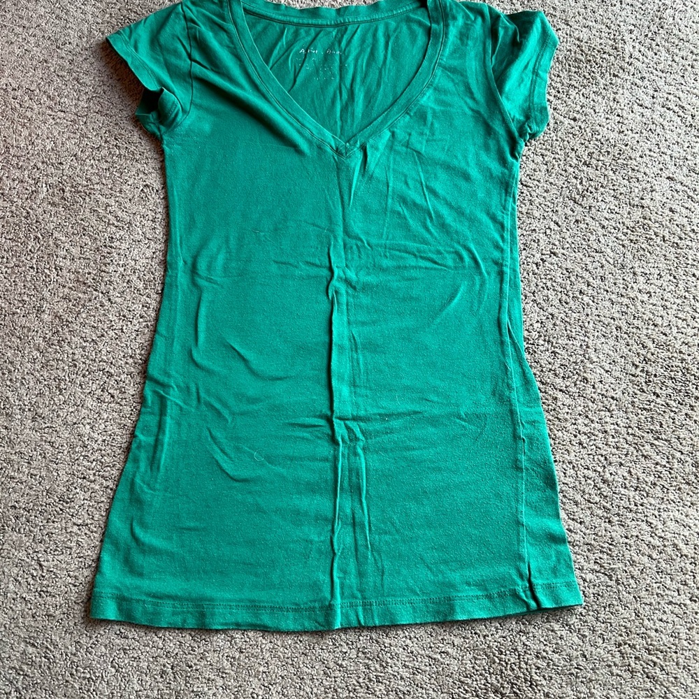 Green V-Neck Women's Top